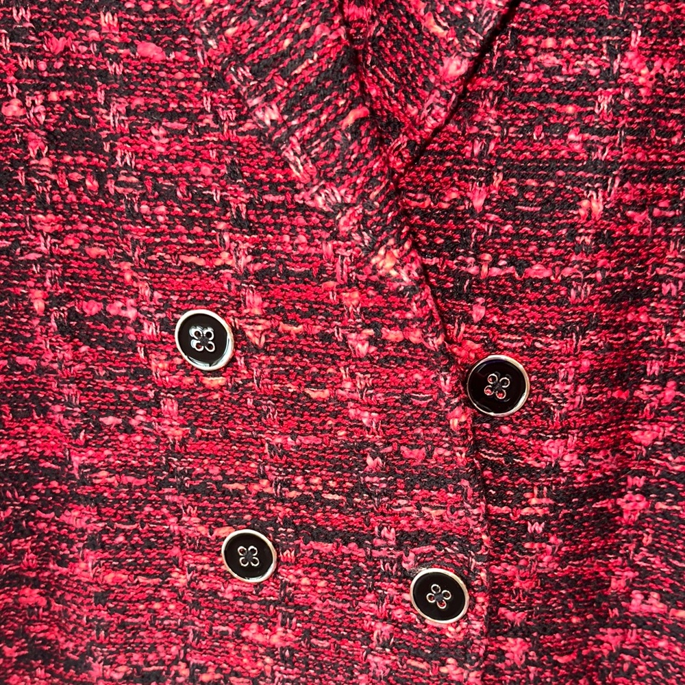 Chico's Red Allure Tweed plaid Blazer cardigan sweater - Picture 5 of 15